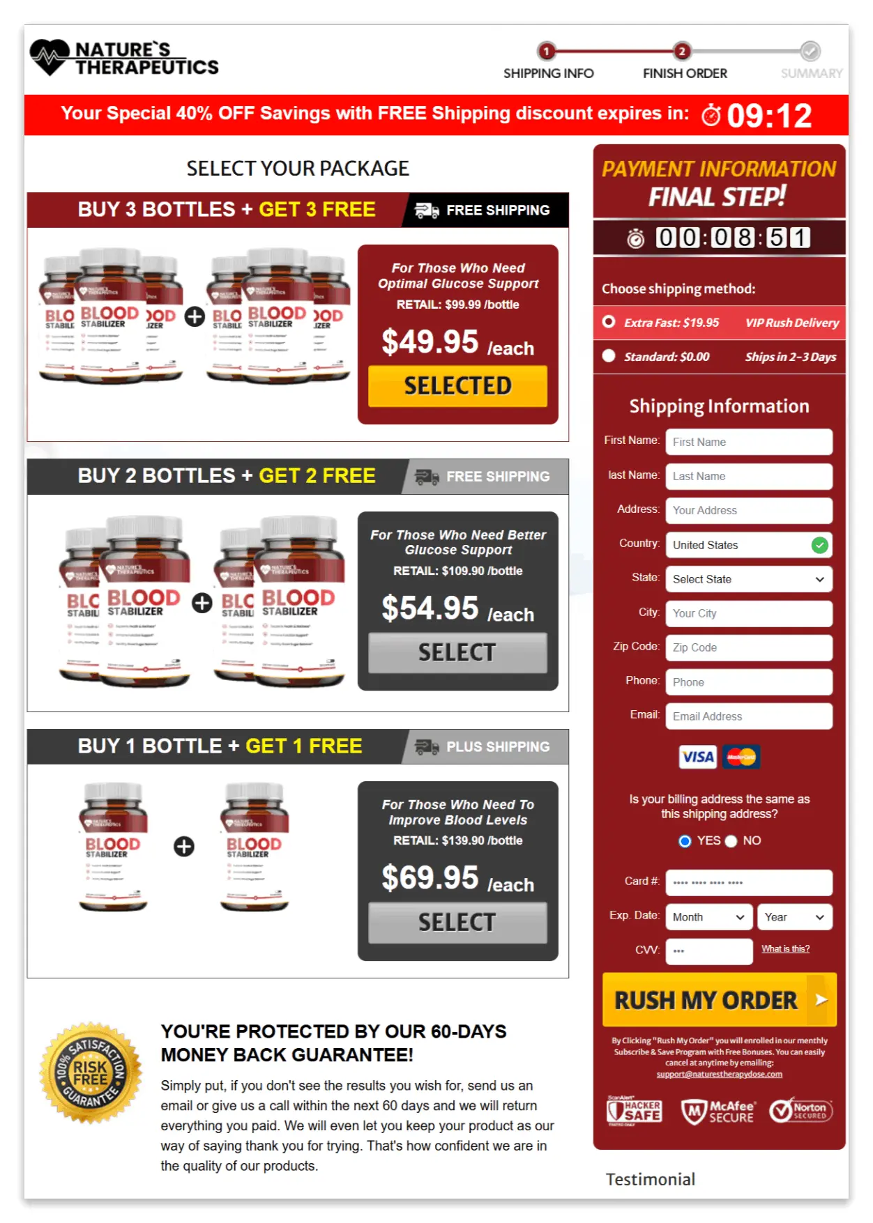 Natures Therapeutics Blood Stabilizer secure checkout page
